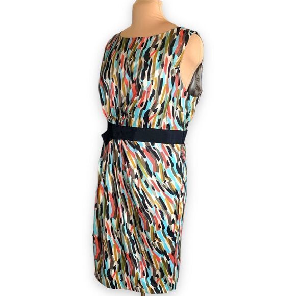 Vertigo Paris Dress Abstract Multicolored Art To Wear Sleeveless Ruched Sheath - Picture 2 of 12